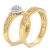Contemporary 14K Yellow Gold Plated .925 Sterling Silver 1/5 Cttw Diamond Halo Engagement Ring and Wedding Band Set - Size 7 For Sale - Image 3 of 6