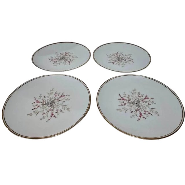 Vintage Noritake Claire Dessert Pink Flowers Bread Plates Set of 4 For Sale