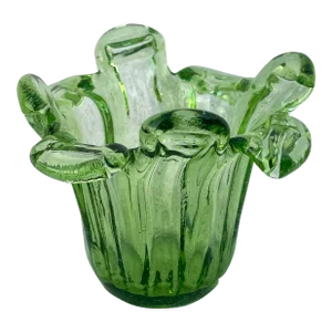 Small Vintage Green Free Form Glass Catchall Dish