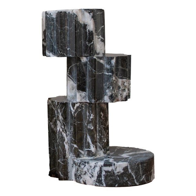 Candleholder in Black Marble by Forzini For Sale