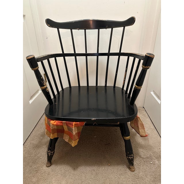Mid-Century Rousseau Bros. "Black & Gold" Windsor Armchair For Sale In Philadelphia - Image 6 of 12