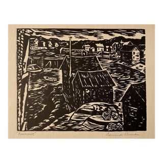1940s Edmund Brucker Rockport Woodblock Print For Sale