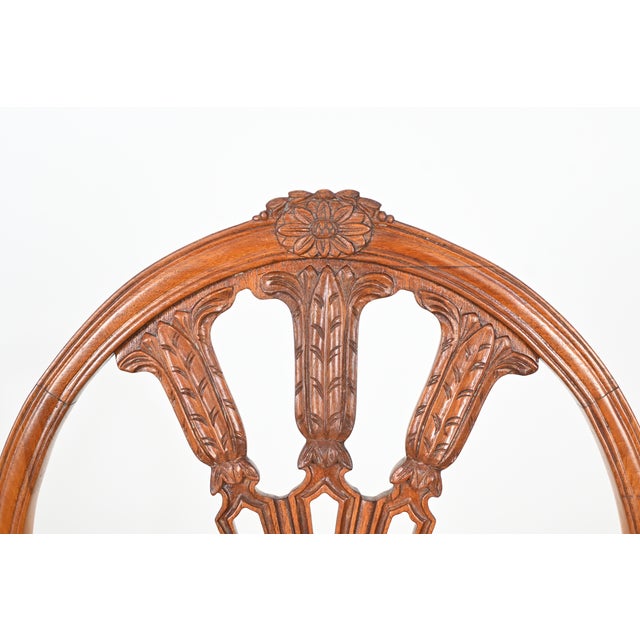 Elegant Set of Six Hepplewhite-Style Carved Dining Chairs With Oval Backrests For Sale - Image 15 of 16