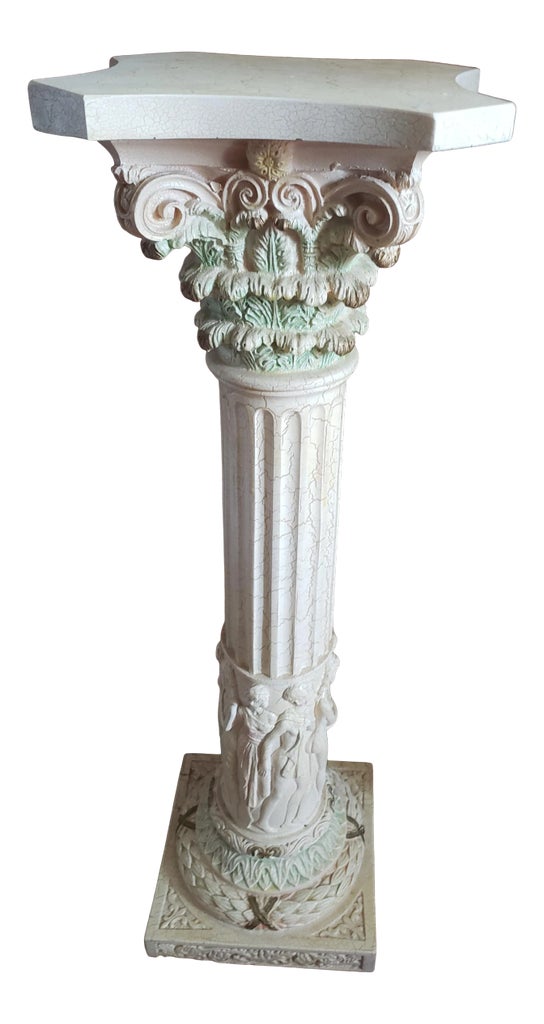 1990s Carved Corinthian Resin Pedestal Stand | Chairish