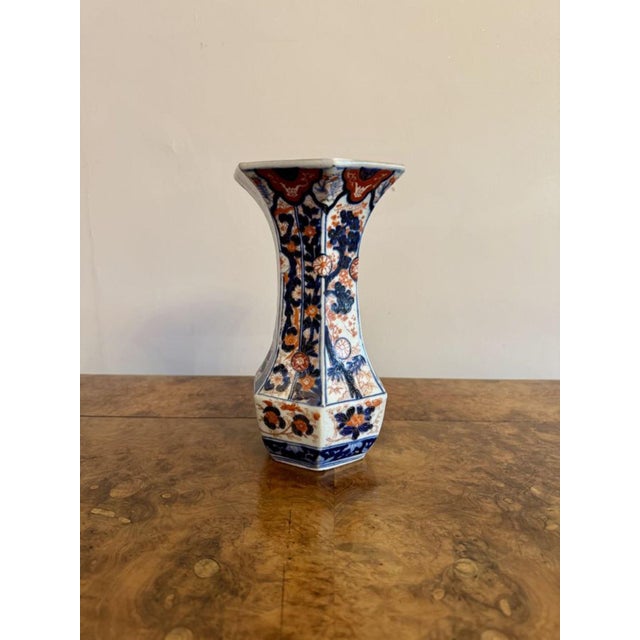 1900 - 1909 Antique Japanese Imari Hexagonal Shaped Vase, 1900 For Sale - Image 5 of 6