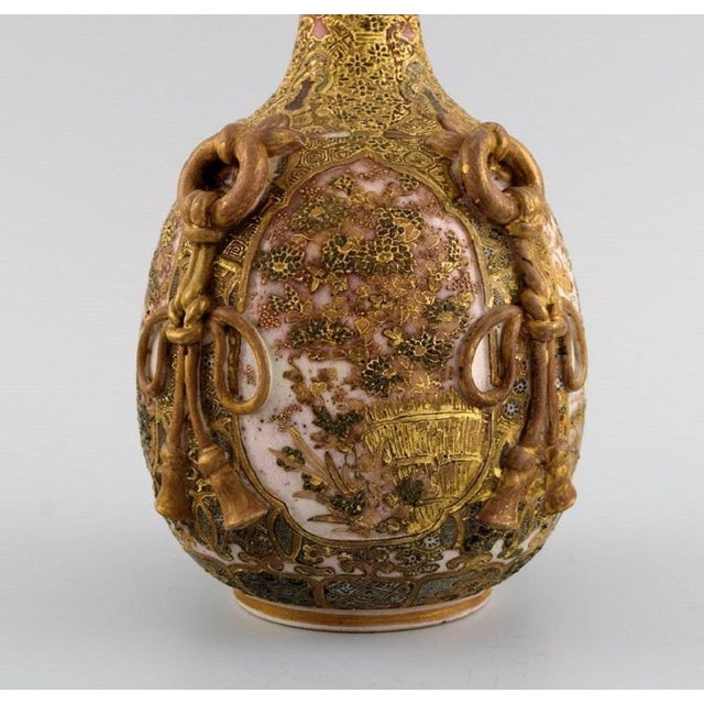 Meiji Japanese Gold Satsuma Bottle Vase For Sale - Image 3 of 9