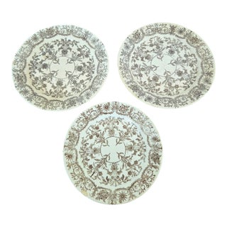 Antique Victorian T & R Boote Transferware Earthenware Dinner Plates - Set of 3 For Sale