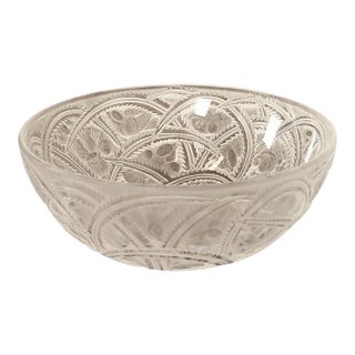 Lalique "Pinsons" Art Deco Frosted Crystal Glass Bowl For Sale