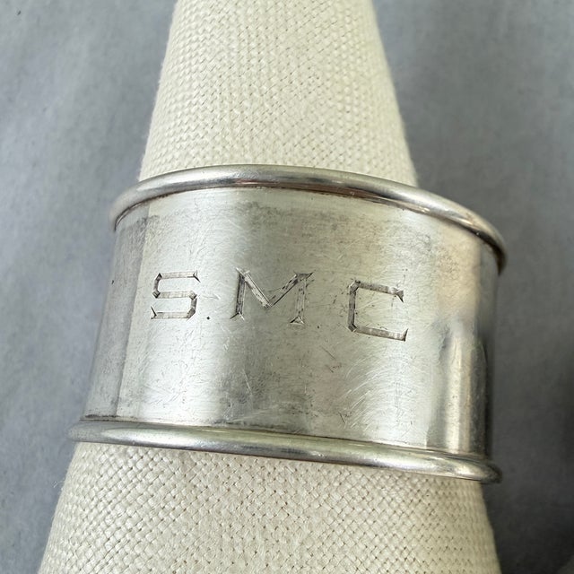 1920s Estate Sterling Silver Napkin Rings, Mixed Set of Four For Sale - Image 5 of 12