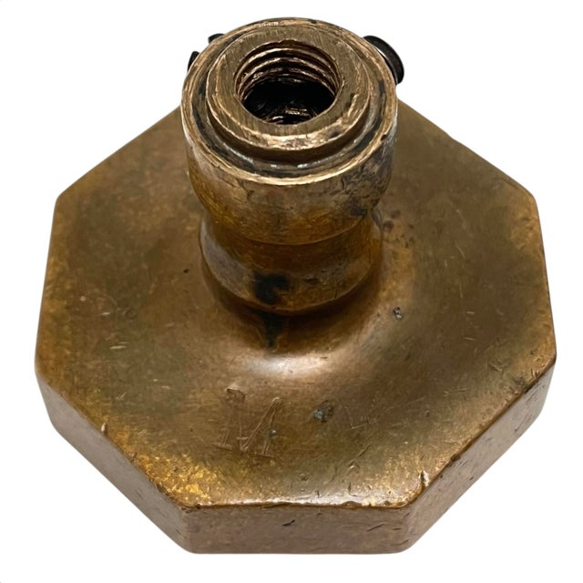 Antique American Art Deco Octagonal Brass Door Knobs W/ Rosettes. A Pair For Sale - Image 4 of 12