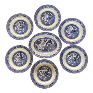 English Earthenware Dinner Service by Willow Barratts of Staffordshire, 1970, Set of 7 For Sale