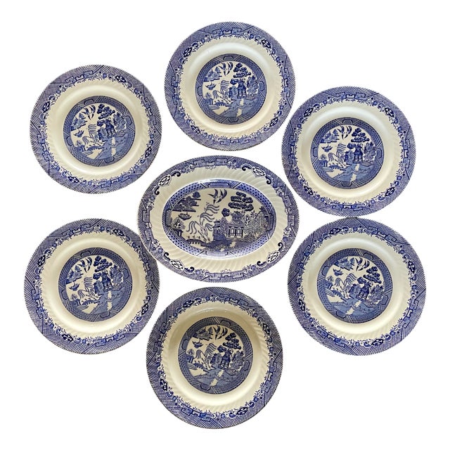 English Earthenware Dinner Service by Willow Barratts of Staffordshire, 1970, Set of 7 For Sale