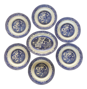 English Earthenware Dinner Service by Willow Barratts of Staffordshire, 1970, Set of 7