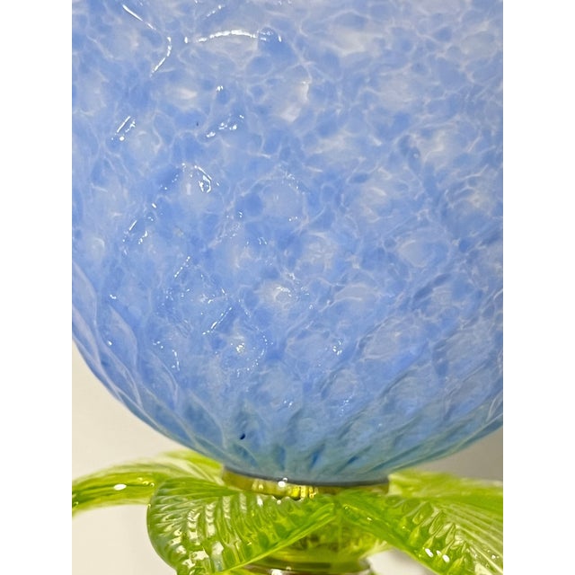 Mid-Century Modern Italian Design Modern Periwinkle Purple Blue Glass Lit Flower Vase/Table Lamp For Sale - Image 3 of 10