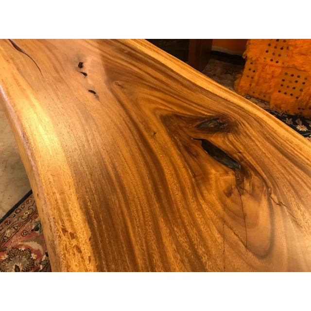 Live - Edge Wood and Iron Bench For Sale In Miami - Image 6 of 9