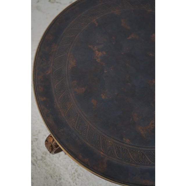 Round French Empire Etched Bronze Top Gueridon Lamp Table For Sale - Image 10 of 12