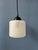 White Mid-Century Round Striped Glass Pendant Lamp For Sale - Image 8 of 11
