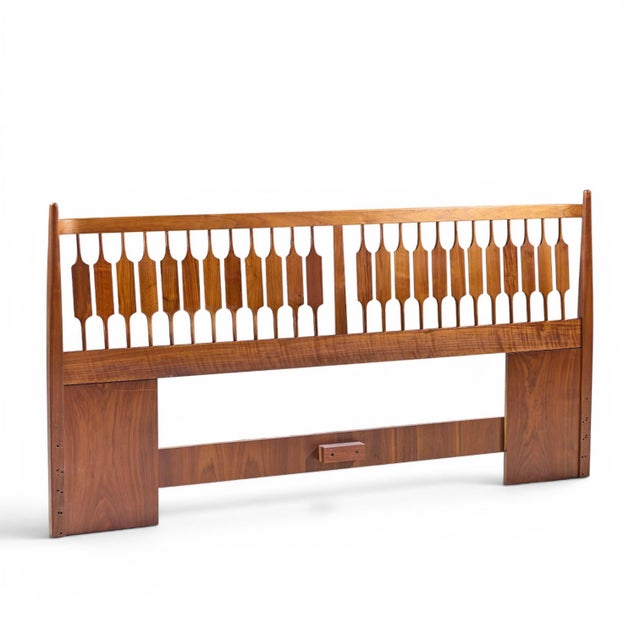 Kipp Stewart for Drexel Declaration Mid Century Walnut King Headboard This headboard measures: 77 wide x 20.5 deep x 41...