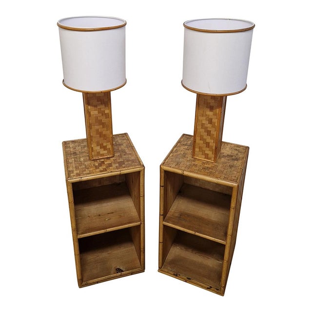 Bamboo and Rattan Bedside Tables, 1950s, Set of 2 For Sale - Image 3 of 11