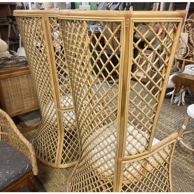 High Back Rattan Chairs - Set of 2 | Chairish