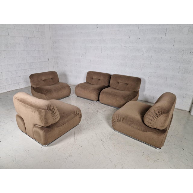 Metal Vintage Italian Lounge Chairs by Euromobili, 1970s, Set of 5 For Sale - Image 7 of 13
