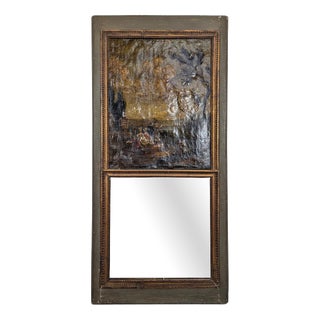 Louis XVI Style Trumeau with Decorative Panel and Mirror For Sale