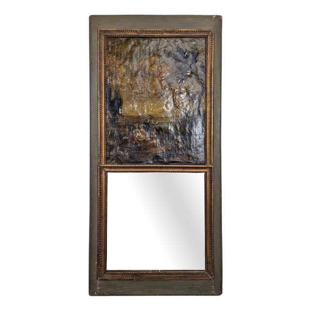 Louis XVI Style Trumeau with Decorative Panel and Mirror For Sale
