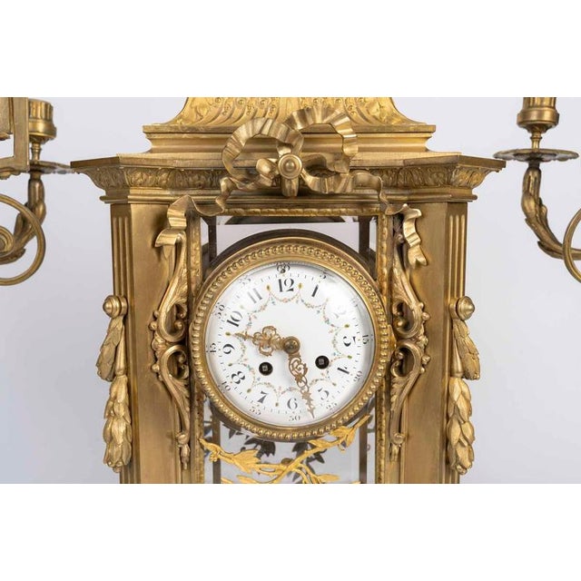 Napoleon III Gilded Bronze Mantelpiece Set, Set of 3 For Sale - Image 5 of 14