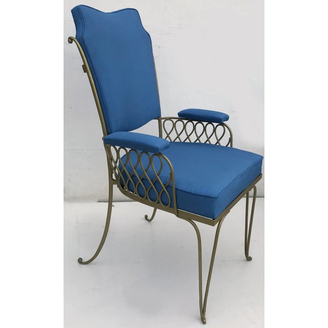 Mid-Century Modern 1940s Vintage Blue Dining Chairs- Set of 6 For Sale - Image 3 of 8