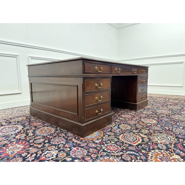 Brown Large English Partnerdesk For Sale - Image 8 of 18