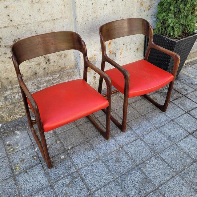 Mid-Century Wooden Traineau Chairs from Baumann, France, 1960s, Set of 2 For Sale - Image 18 of 18