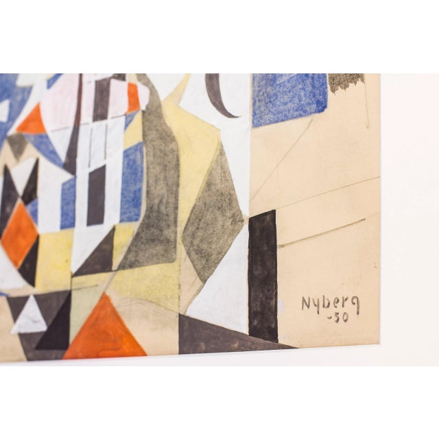 Gouache Painting Skuggor by Tore Nyberg, 1950 For Sale - Image 5 of 7