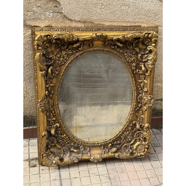 1940s Vintage Louis XV Style Gold Leaf Wall Mirror, 1940s For Sale - Image 5 of 5