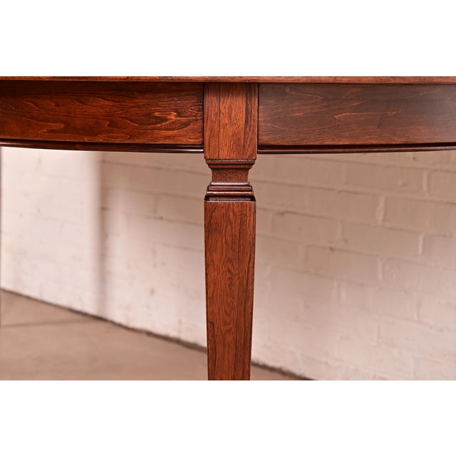 Henredon Style French Regency Louis XVI Walnut Extension Dining Table, Newly Refinished For Sale - Image 11 of 14