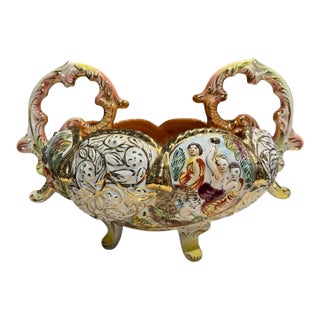 Hand Painted Capodimonte Porcelain Centerpiece, Decorative Bowl For Sale