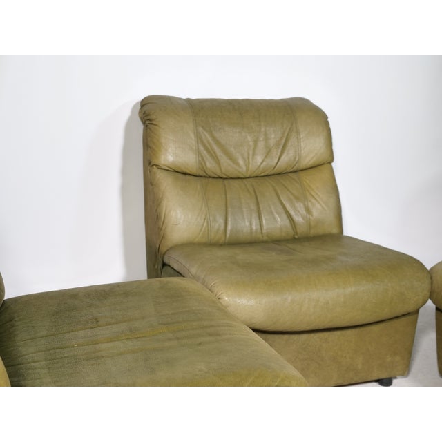 Vintage Modular Leather Sofa, 1970s, Set of 5 For Sale - Image 4 of 18