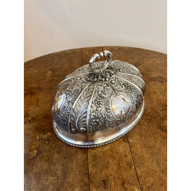 Antique Edwardian Silver Plated Meat Cover, 1900 For Sale - Image 4 of 7