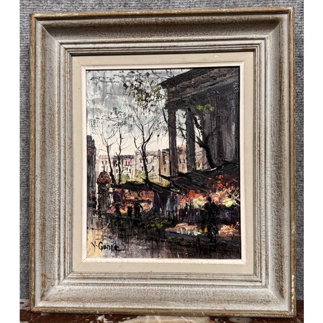 Yves Gonec, Lively View of Paris, 1950s, Oil Painting on Canvas For Sale - Image 6 of 6