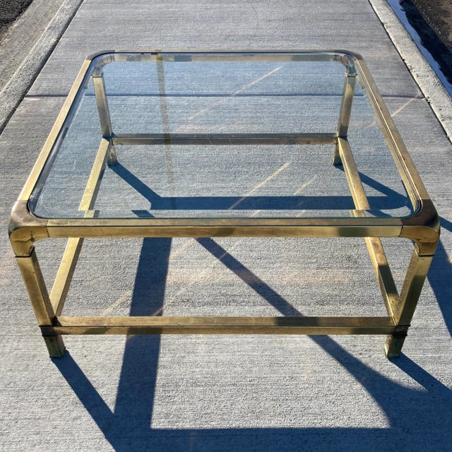 Brass & Glass Waterfall Coffee Table From Mastercraft For Sale In Denver - Image 6 of 13