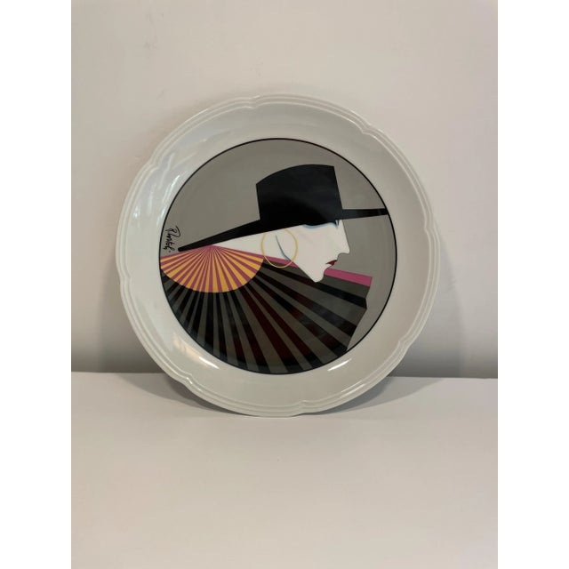 Late 20th Century White Porcelain Art Deco Dinner or Dessert Plates - Set of 4 For Sale In Austin - Image 6 of 8