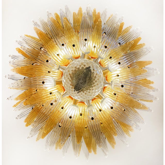 1980s Palmette Ceiling Light with 104 Clear and Amber Glasses, 1980s For Sale - Image 5 of 18