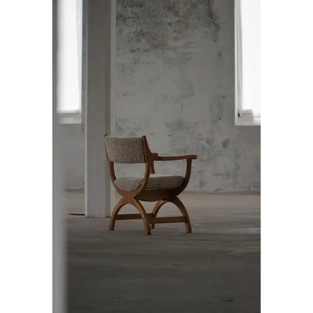 Vintage Kurul Armchair in Oak and Lambswool by Henning Kjærnulf, 1960s For Sale - Image 4 of 18