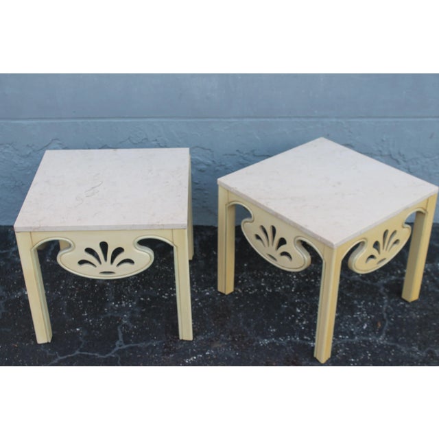 1960's Hollywood Regency Stone Top Side Tables a - Pair For Sale - Image 9 of 11
