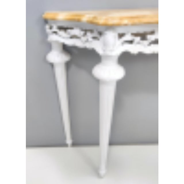 Vintage White Lacquered Beech Console with Yellow Marble Top For Sale - Image 10 of 12