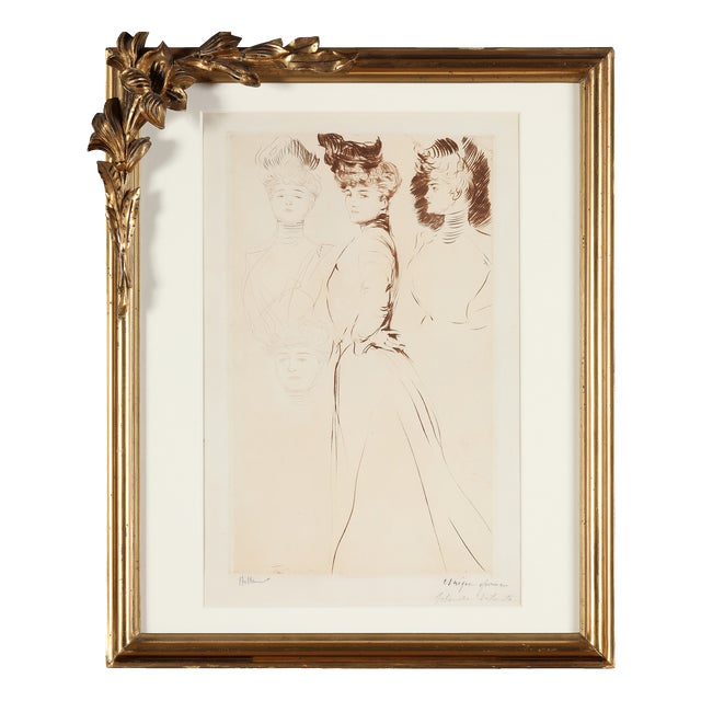 Paul César Helleu, Study of 4 Women, Etching, Framed For Sale