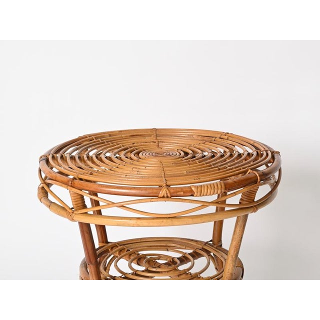1960s French Riviera Style Rattan and Woven Wicker Coffee Table, Italy, 1970s For Sale - Image 5 of 12