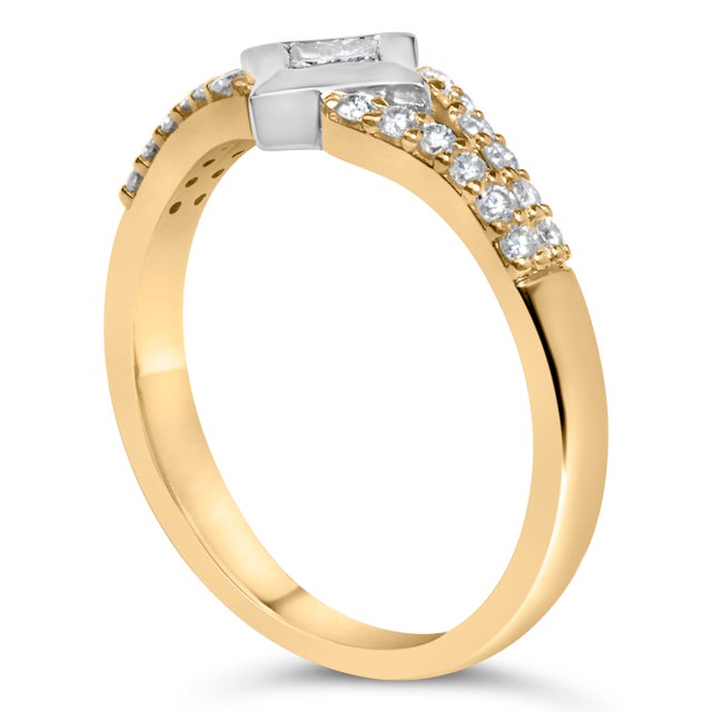 Haus of Brilliance 10K Two Tone Color 1/2 Cttw Diamond Kite and Split Shank Ring (H-I Color,SI2-I1 Clarity) - Size 7 For Sale - Image 4 of 6