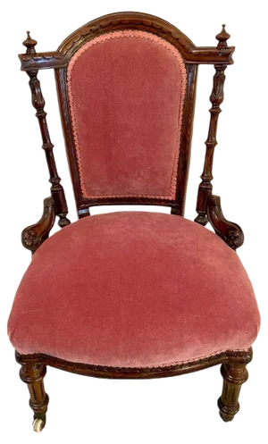 19th Century Victorian Carved Walnut Lady's Chair
