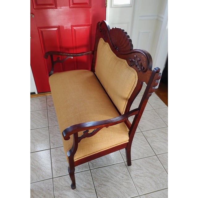 Antique Eastlake Settee Refinished and Reupholstered For Sale - Image 4 of 7