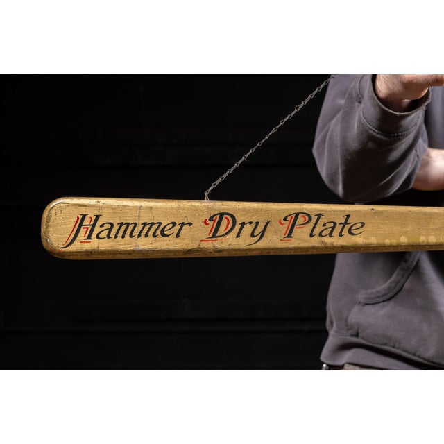 Gold Antique Hammer Dry Plate Figural Wooden Advertising Sign For Sale - Image 8 of 8